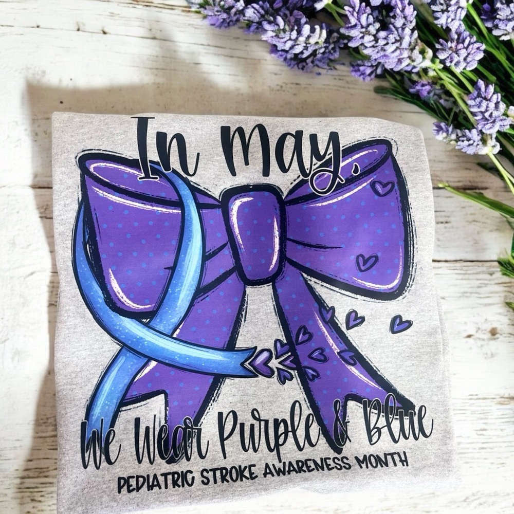 Beautiful Short Sleeve Custom Made Tees - In May We Wear Purple And Blue